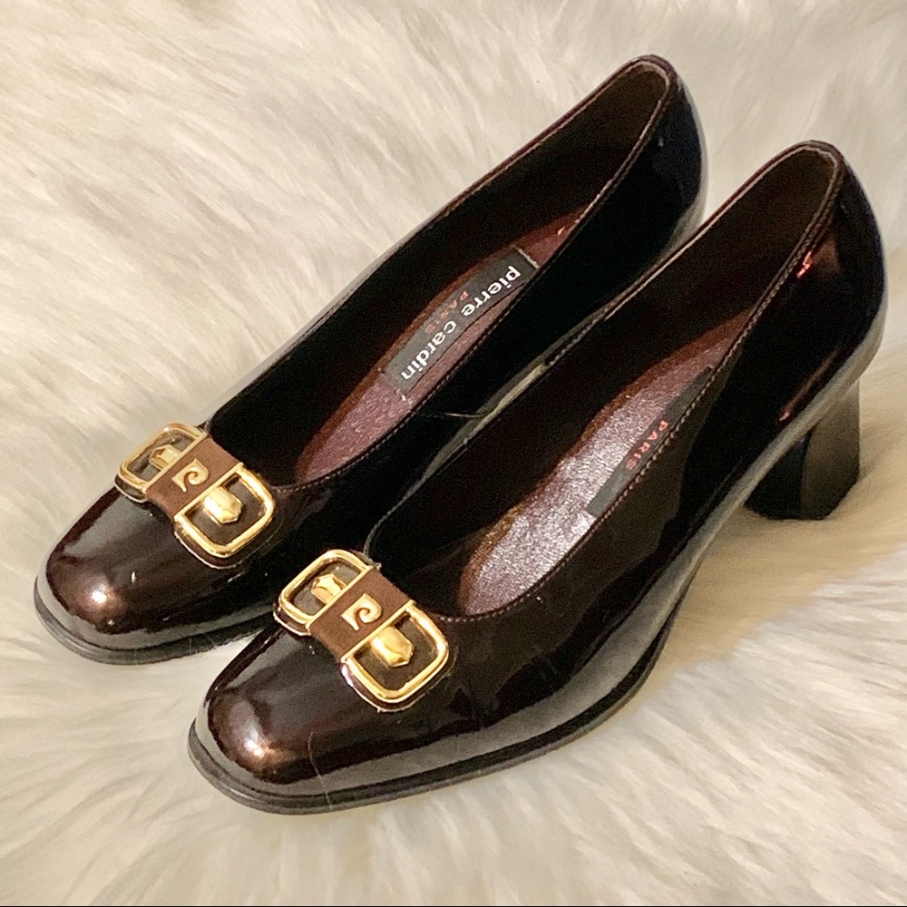PIERRE CARDIN PARIS Brown Patent Leather Pump